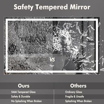 IDEALHOUSE 60"x 36" LED Bathroom Mirror with Lights - Dimmable Dual Lighting (Front & Backlit) Vanity Mirror, Anti-Fog & Shatterproof, 3X Magnification, Rectangular Wall Mount - size: 60"L x 36"W
