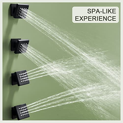 Shower Body Spray Jets, Matte Black Brass Square Shower Body Sprayer Spa Massage Showerhead Wall Mount Nozzles NPT 1/2”-4PCS (Matte Black) - color: Square-Matte Black, style: 4pcs