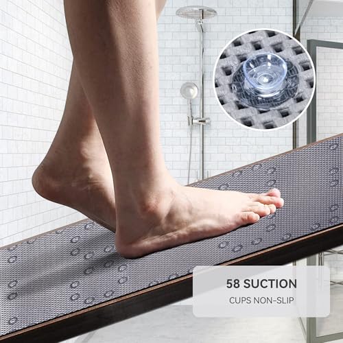 Bathtub Mat Non Slip, Soft Foam Bath Mat for Tub, Bathtub Mat with Drain Holes, Suction Cups Shower Mat (Gray, 36''X17'') - color: Gray