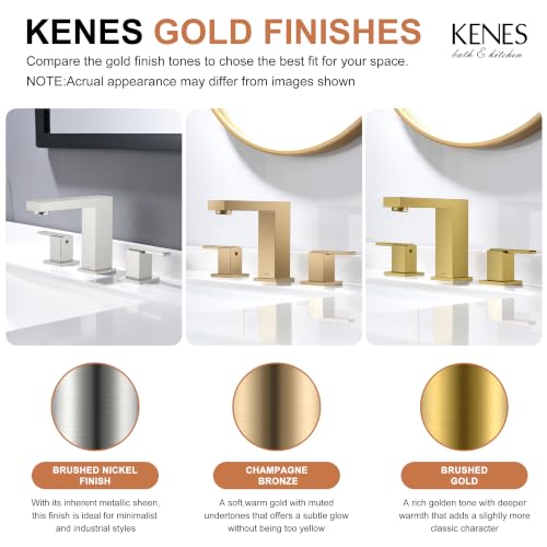 Brushed Gold Widespread Bathroom Faucet 3 Hole Vanity Faucet 2 Handle | Bathroom Sink Faucet with Pop Up Drain & Supply Lines, Lead-Free cUPC & NSF Certified, 8 Inch Faucet for Vanity Restroom Sink - color: Brushed Gold