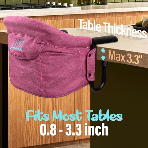Hook On High Chair - Portable & Foldable for Babies 6-36 Months, Family & Travel Use with Carry Bag(Rose Red) - color: Rose Red