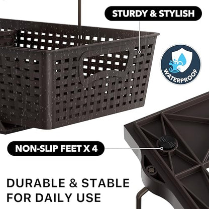 Simple Houseware 2 Tier Pull-Out Sliding Drawer Under Sink Storage, Brown | Great for Kitchen Bathroom Tray Shelf Organizer - color: Brown