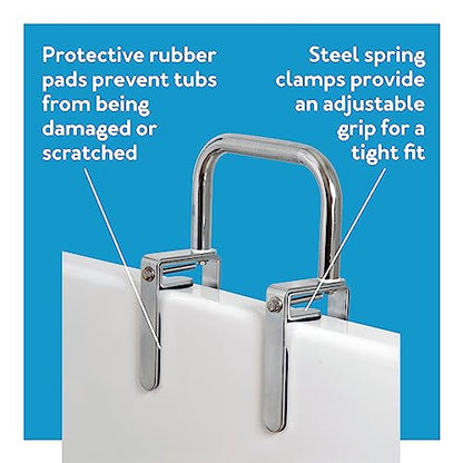 Carex Bathtub Rail with Finish Bathtub Grab Bar Safety Bar for Seniors and Handicap for Assistance Getting in and Out of Tub, Easy to Install on Most Tubs, Chrome, 1 Count - style: Single-Grip