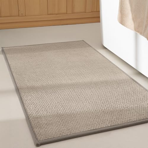 GRANNY SAYS Khaki Bathroom Rugs, Soft Chenille Bathroom Mat, Absorbent Bath Mats 24" x 16", Small Bath Rugs Non Slip Washable, Quick Dry, Thin, Rug for Tub and Shower - color: B-khaki, size: 1'4" x 2' (Rectangular)