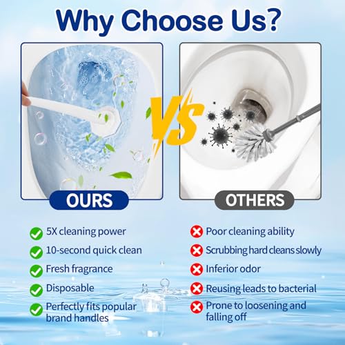 120 Count Disposable Toilet Brush Refills for Clorox, 5X Cleaning Power | Upgrade 3-Layer Thickened, Fresh Fragrance, No Falling Apart, Toilet Cleaning Refills, Touch-Free Disposable Toilet Brush