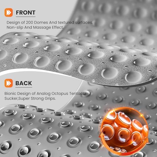Non-Slip Bath Tub Mat, 39x16 Inch Extra Large Shower Mat with Drain Holes & Suction Cups, Machine Washable, White - color: White