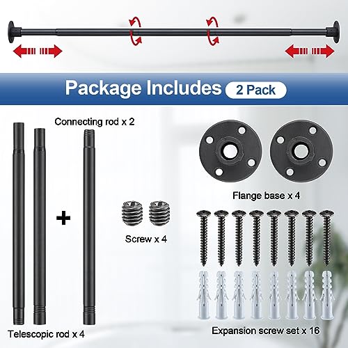 Heavy Duty Shower Curtain Rod - 28 to 62" Fixed Shower Curtain Rod Wall Mounted - Adjustable Extendable Rustproof for Bathroom,Closet,Doorway,Room Divider - Matte Black 2 Pack - size: 29-62" (2 Pack)