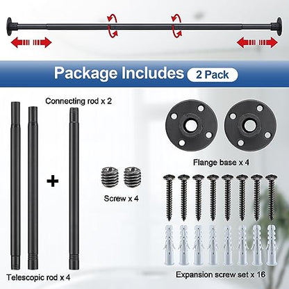 Heavy Duty Shower Curtain Rod - 28 to 62" Fixed Shower Curtain Rod Wall Mounted - Adjustable Extendable Rustproof for Bathroom,Closet,Doorway,Room Divider - Matte Black 2 Pack - size: 29-62" (2 Pack)
