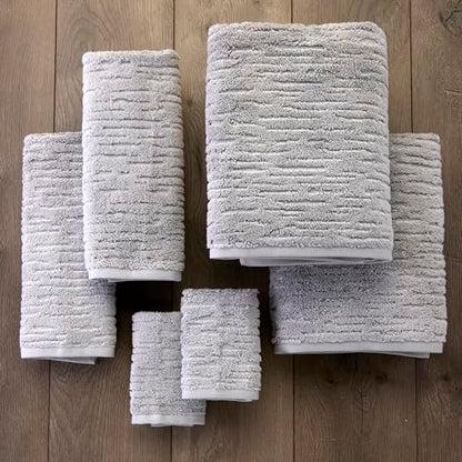 SKL Home CloudSoft 100% Cotton Luxury 6-Piece Towel Set, 600 GSM, Ultra Plush & Absorbent - 2 Bath Towels, 2 Hand Towels, 2 Washcloths, Gray - color: Gray, style: 6-Piece Towel Set