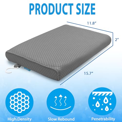 AEROiVi Shower Seat Cushion Non-Slip Silicone Bottom 3D Mesh Washable Gray | Soft Shower Chair Cushion for Benches Quick Drying Washable Mat 3D Mesh Pad with Hook Design Elderly Handicap Disabled - size: Gray