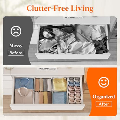 Lifewit 9 Pack 4" High Drawer Dividers, Adjustable Drawer Organizer Clothes | 10.5"-16.5" Expandable White Plastic Separators for Dresser, Kitchen, Cabinet, Nursery, Office, Socks & Underwear Storage - size: 4"H, 10.5-16.5"L