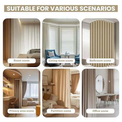 Flexible Ceiling Curtain Track Ceiling Mount, Curved Curtain Rod, Sliding Curtains Track, Room Divider, Shower Curtain Rod, Wall Divider, 16.4 FT/ 5 M, Black