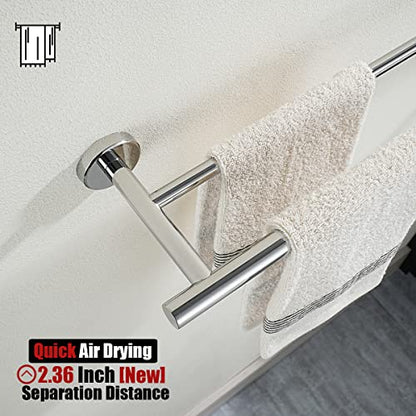 JQK Double Bath Towel Bar, 33 Inch 304 Stainless Steel Thicken 0.8mm Towel Rack for Bathroom, Towel Holder Polished Chrome Wall Mount, Useable Length 30 Inch, TB100L30-CH - color: Polished Chrome, size: 33 Inch