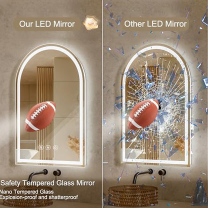 Arched LED Bathroom Mirrors with Lights 36"x60" Led Full Length Mirror, Anti-Fog, Dimmable - size: 60"L x 36"W