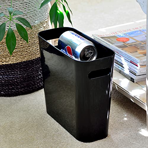 Youngever 1.5 Gallon Slim Trash Can, Plastic Garbage Container Bin, Small Trash Bin with Handles for Home Office, Living Room, Study Room, Kitchen, Bathroom (1 Pack Black) - color: Black