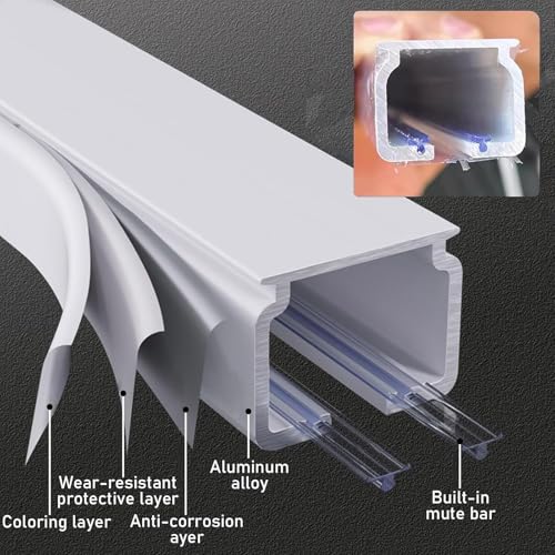 Ceiling Wall Mount Room Divider Curtain Track Rods, Aluminum Ceiling Curtain Track, Heavy-Duty Curtains Rails for Living Room Bedroom Room Shower Divider, 100-600cm(Black,1.7m(5.6ft)) - color: Black, size: 1.7m(5.6ft)