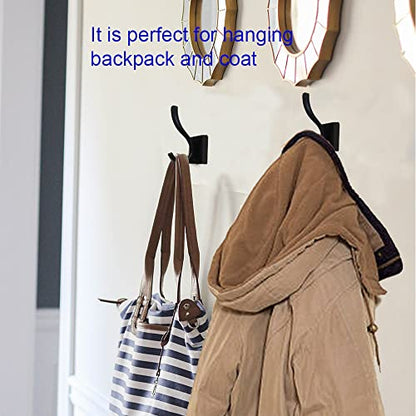 Black Coats Towels Hooks 6 Pack Towel Robe Clothes Coat Hooks,Heavy Duty Wall Mount Hooks for Bath Bedroom Kitchen Pool Garage Hotel (Black 6) - color: Black 6