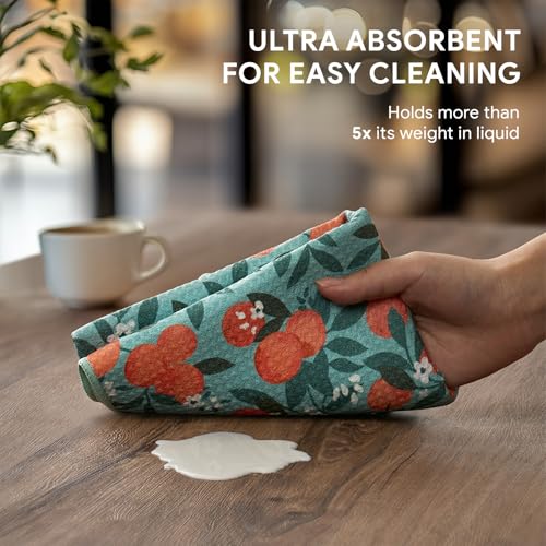 RECYCO Waffle Kitchen Towel Set of 2 - Quick Dry Microfiber Sustainable Dish Towels - Ultra Absorbent Reusable Cleaning Tea Towels - Lightweight Hand Towels,16”x 28”, Clementine Grove - color: Clementine Grove