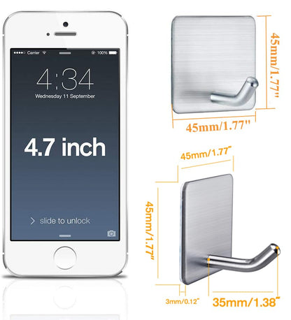 Heavy Duty Adhesive Towel Hooks Stick on Towel Hanger Wall Holder Waterproof Stainless Steel Sticky Hooks for Hanging Bathroom Kitchen Home-4 Packs - color: 1-Silver