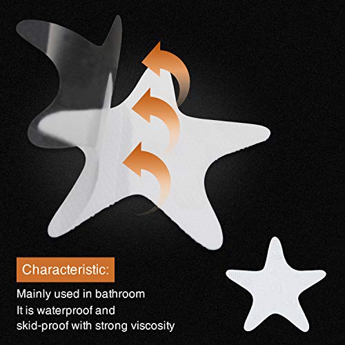 Secopad Anti Slip Shower Stickers 24 PCS Safety Bathtub Strips Adhesive Decals with Premium Scraper(White Star) - color: White