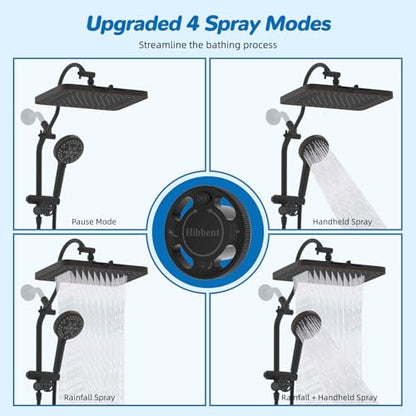 Hibbent cUPC Certified High Pressue 13'' Rainfall Shower Head with 5-Spray | Shower Heads with Handheld 10-Spray Combo, All Metal Easy Reach 4-way Diverter Arm, 71'' Hose & Holder, Oil-Rubbed Bronze - color: Oil Rubbed Bronze, style: Square 13"