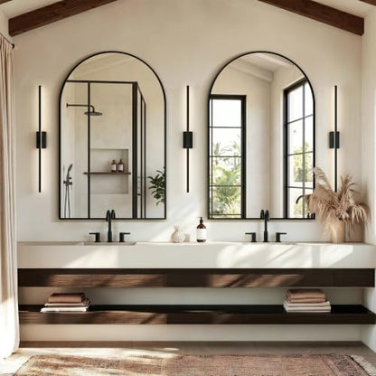 Arched Bathroom Mirror, 55"x35", Black - color: Black, size: 55"L x 35"W