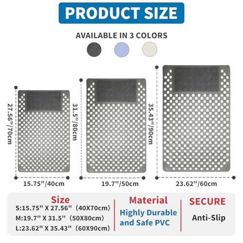 Bath Tub Shower Mat with Soft Shower Foot Scrubber Mat for Massage,Non Slip Bathtub Mat with Strong Suction Cups, Silicone Shower Foot Scrubber Mat (Gray, 31.5" X 19.7"(Rectangular)) - color: Gray, size: 31.5" x 19.7" (Rectangular)