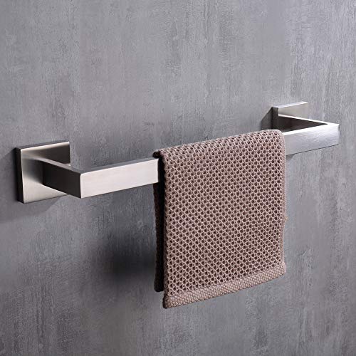 TASTOS 16 Inch Towel Bar Rack Brushed Nickel, Stainless Steel Modren Square Towel Holder for Bathroom Kitchen Wall Mounted - color: Brushed Nickel, size: 16 Inch