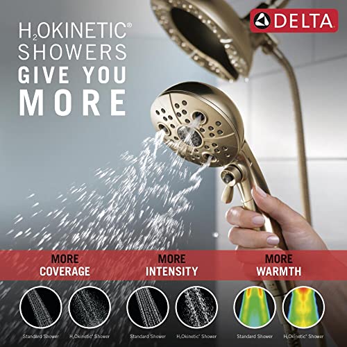Delta Faucet 5-Spray In2ition Dual Shower Head with Handheld Spray, H2Okinetic Gold Shower Head with Hose, Showerheads, Handheld Shower Heads, Magnetic Docking, Champagne Bronze 58480-CZ-PK - color: Champagne Bronze