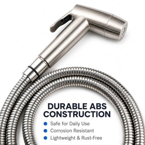 Handheld Bidet Sprayer for Toilet, Dual Spray Modes with Lockable Push Button, High Pressure Bathroom Sprayer, No-Drill Toilet Tank Mount, Stainless Steel Hose Set, Black Finish, Niken Color - color: Brushed Niken