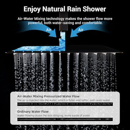 Thermostatic Dual Shower System, Oil Rubbed Bronze Shower Faucet | 12 Inch Ceiling Rainfall Shower, 6 Inch Wall Mount Head, High Pressure Handheld Sprayer, Push Button Valve - color: Oil Rubbed Bronze