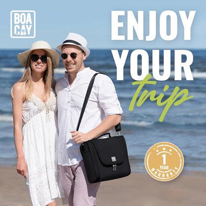 Extra Large Hanging Travel Toiletry Bag for Women and Men, Makeup Bag - color: (X-Large) Sapphire Black - Gray Interior