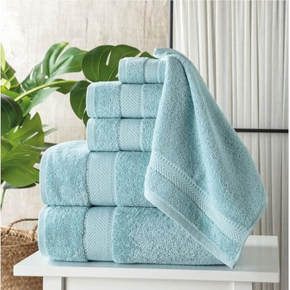 Personalized Towel Set, Custom Bath Towels with Name, Turkish Cotton Aqua | 6 Pcs Set, 100% Cotton, Embroidered, Monogrammed, Customized Gift For Adults, Wedding, Bridal Shower, Housewarming, Spa - color: Aqua, size: 6 Piece Towel Set