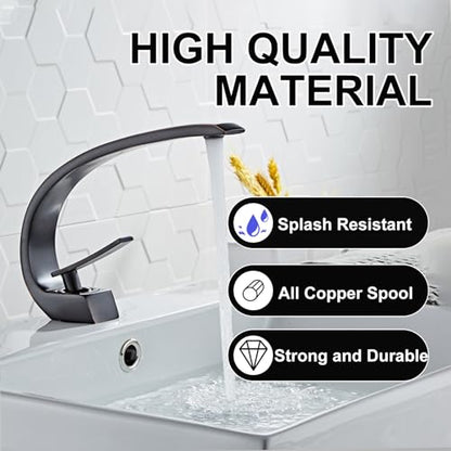 Oil Rubbed Bronze Bathroom Sink Faucet, Unique Design and Drain - color: Oil Rubbed Bronze