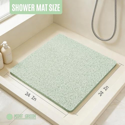 24 * 24in Shower Mat Bathtub Mat Non Slip | Bathmats Non Slip, Quick Drying Foot Scrubber Loofah Mats for Inside Shower, Tub, Bathroom, Home, Mint Green - color: Mint Green, size: 24" x 24" (Square)