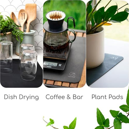 Ternal DripGuards Absorbent Counter Mat 2-Pack | Waterproof, Quick-Dry Coffee Bar Mat for Kitchen, Sink & Drink Station | Non-Slip, Spill-Proof Protector for Water, Oil & Syrup [5.5" x 12"] - size: 5.5x12in-Regular