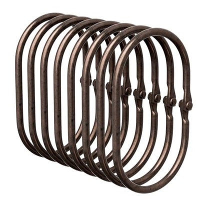 Bathway Shower Curtain Rings, Shower Curtain Hooks Bronze Curtain Rings 12 Pcs Anti-Drop Shower Rings for Curtain, Metal Shower Curtain Rings Rust Proof, Shower Hooks for Shower Curtain Rod - color: Bronze, style: Modern Oval