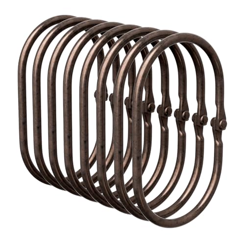 Bathway Shower Curtain Rings, Shower Curtain Hooks Bronze Curtain Rings 12 Pcs Anti-Drop Shower Rings for Curtain, Metal Shower Curtain Rings Rust Proof, Shower Hooks for Shower Curtain Rod - color: Bronze, style: Modern Oval