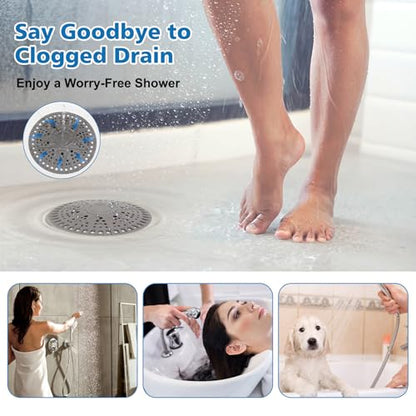 ZOOY Shower Drain Hair Catcher, 2 Pack 5.5 Inch Large Silicone Drain Cover, Rubber Hair Drain Catcher, Anti-Clog Hair Trap Strainer Protector for Shower, Bathroom, Bathtub, Tub Sink(New Gery) - color: New Grey