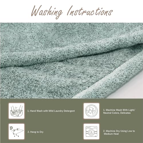 myHomeBody Hair Towel Wrap, Quick Drying Turban, Absorbent Cap – Green | Hair Turban Towel for wet hair, Ultra Soft Charcoal Fiber Cap, Towel Head Wrap for bathing with Coconut Shell Button - color: Pine Green