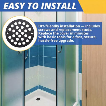 2pcs 4 Inch Round Screw-in Shower Drain Cover Replacement Easy-to-Install Floor Drain Grate with Screws Brushed Nickel (Matte Black) - color: Matte Black