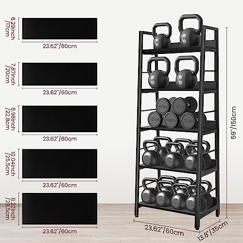 BATHWA 5 Tier Book Shelf, Black Industrial Open Wood and Metal Ladder Bookshelf, 59''H 24''W Wooden Ladder Shelf for Small Places, Living Room, Bedroom - color: Black, size: 1pack-59"H x 23.6"L x 13.8"D