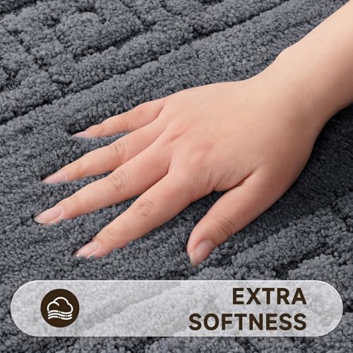 Pauwer Bathroom Rugs Sets 3 Piece, Plush Absorbent Bath Rug, Dark Grey | Microfiber Bath Mat Set, Non Slip Washable, Quick Dry Floor Carprt, Soft U Shaped Toilet Mats For Bathroom Shower Sink - color: Dark Grey
