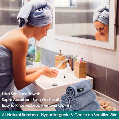 Face Wash Cloths 6 Pack,Soft Makeup Remover Towels,10''x10'',Slate Blue | 100% Viscose,Gently Washing Face for Sensitive Skin,Breathable,Easy Rinsed,Quick Dry,Face Cleansing,Daily Skincare Routine - color: Slate Blue, size: 10x10 inch-6 Pack