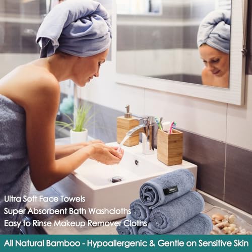 Face Wash Cloths 12 Pack,Reusable Makeup Remover Towel,10''x10'',Slate Blue | 100% Viscose,Gently Washing Face for Sensitive Skin,Breathable,Easy Rinsed,Quick Dry,Face Cleansing,Daily Skincare Routine - color: Slate Blue, size: 10x10 Inch-12 Pack