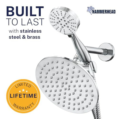 HammerHead Showers Dual Shower Head Combo, 8-Inch Rainfall & 3-Flow Handheld, Chrome, 1.75 GPM - color: Polished Chrome, size: 1.75 GPM California