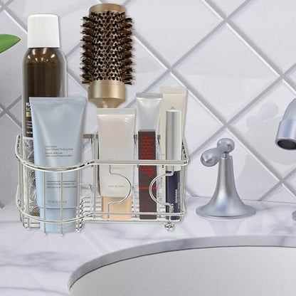 Simple Houseware Multi-Functional 6 Slots Toothbrush Holder, Chrome - color: Chrome, size: Freestanding