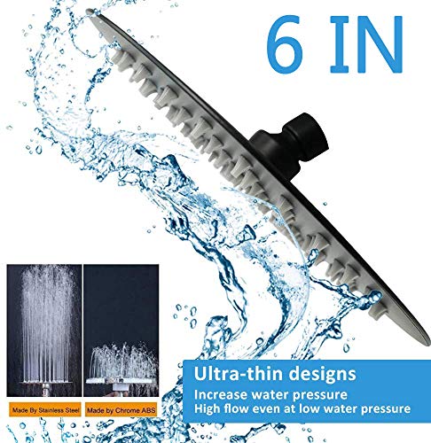 NearMoon Rain Shower Head, Ultra-Thin Design-Pressure Boosting, Awesome Some Experience, High Flow Stainless Steel Rainfall Head (6 Inch,Matte Black) - color: Matte Black, size: 6 Inch