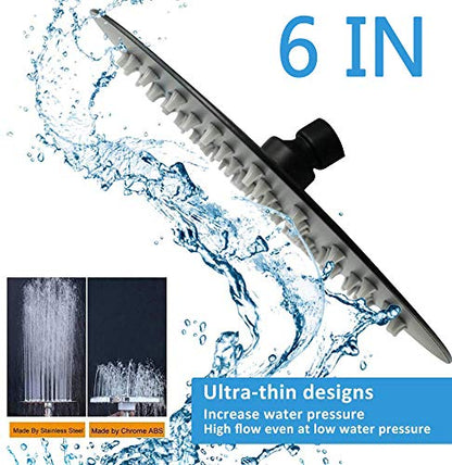 NearMoon Rain Shower Head, Ultra-Thin Design-Pressure Boosting, Awesome Some Experience, High Flow Stainless Steel Rainfall Head (6 Inch,Matte Black) - color: Matte Black, size: 6 Inch