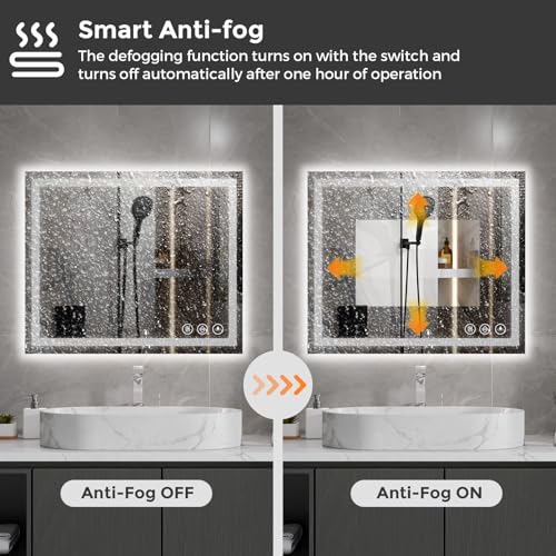 Koonmi 35x24 LED Bathroom Mirror, Shatterproof Mirror with Light | 90CRI Shatterproof Vanity Mirror with Backlit + Front Lit, Easy Install for Bathroom Hotel (IP65) - size: 35"L x 24"W